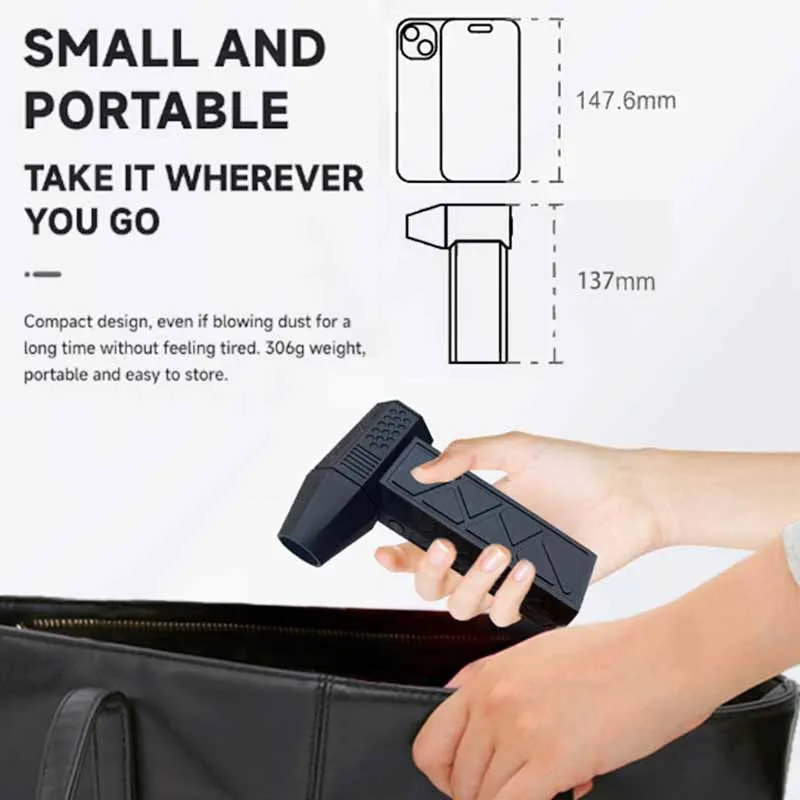 Mini Turbo Jet Fan Electric Air Duster with 3 Gear Adjustable 130000RPM Wind Speed 52m/s Car Computer Cleaning Blower Tool 6