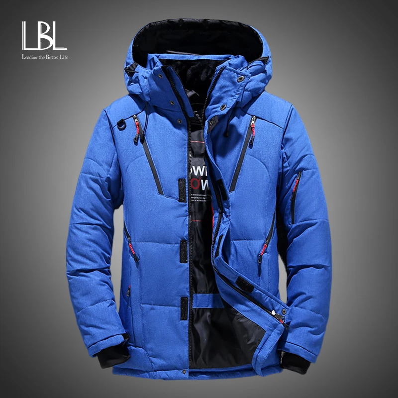 

Winter Mens White Duck Down Jacket Casual Warm Hooded Thick Puffer Jacket Coat Male High Quality Overcoat Thermal Parka Solid