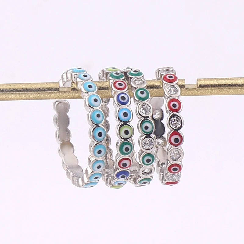 Lucky Eye Blue Turkish Evil Eye Open Ring Copper Gold Color Finger Rings Adjustable for Women Girls Men Fashion Jewelry
