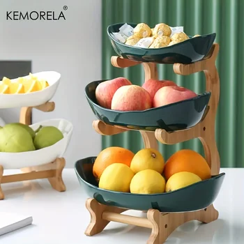 Piatto da frutta in plastica a rete multistrato per soggiorno moderno in legno a doppio/tre strati Piatto da dessert in legno a tre strati 1