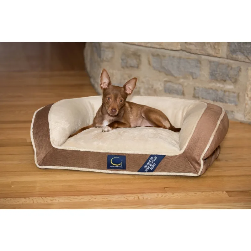 

Memory Foam Mini Couch Dog Bed in Brown, Small