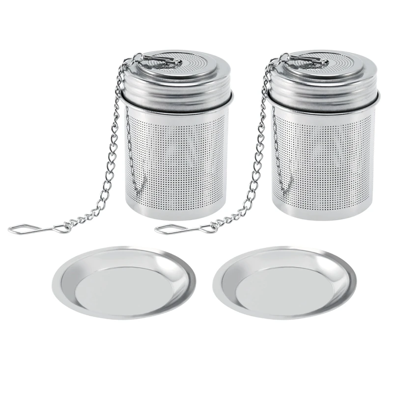 

Tea Ball Infuser - Stainless Steel Tea Infusers For Loose Tea With Chain Hook & Saucer - Extra Fine Mesh Tea Strainer