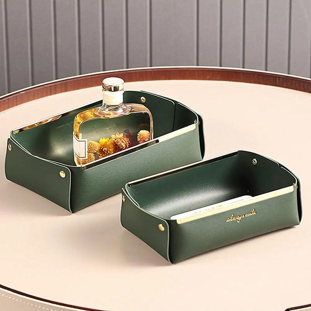 

Storage Box Nordic Style Snap-fastener Detachable Rectangular Multi-functional Faux Leather Keys Plate Household Supplies 사물함