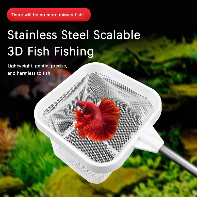 Stainless Steel Telescopic Hand Fishing Net Aquarium Fish Tank Accessories For Catching Fish Shrimp Tank Clean Accessories fish aquarium