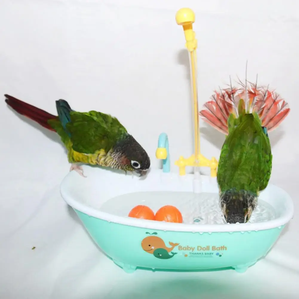 

Parrot Automatic Bathtub Toy with Faucet Washing Parakeets Budgie Cockatiel Conure Parrot Bath Box Basin Bird Shower Supplies