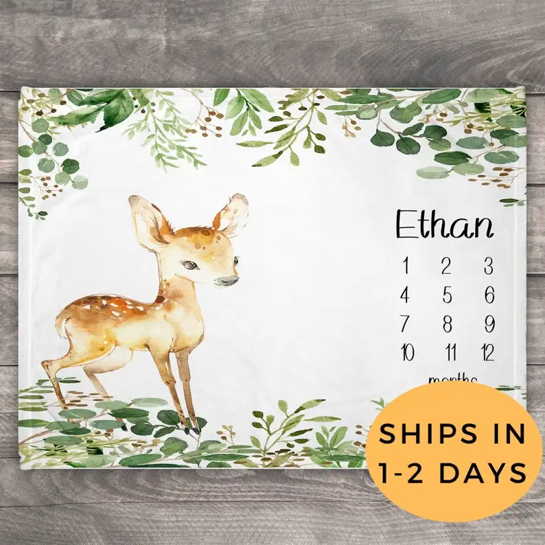 

Одеяло с оленем, персонализированное одеяло для новорожденных, одеяло с оленем для новорожденных, фон с оленем, подарок для будущей мамы с оленем