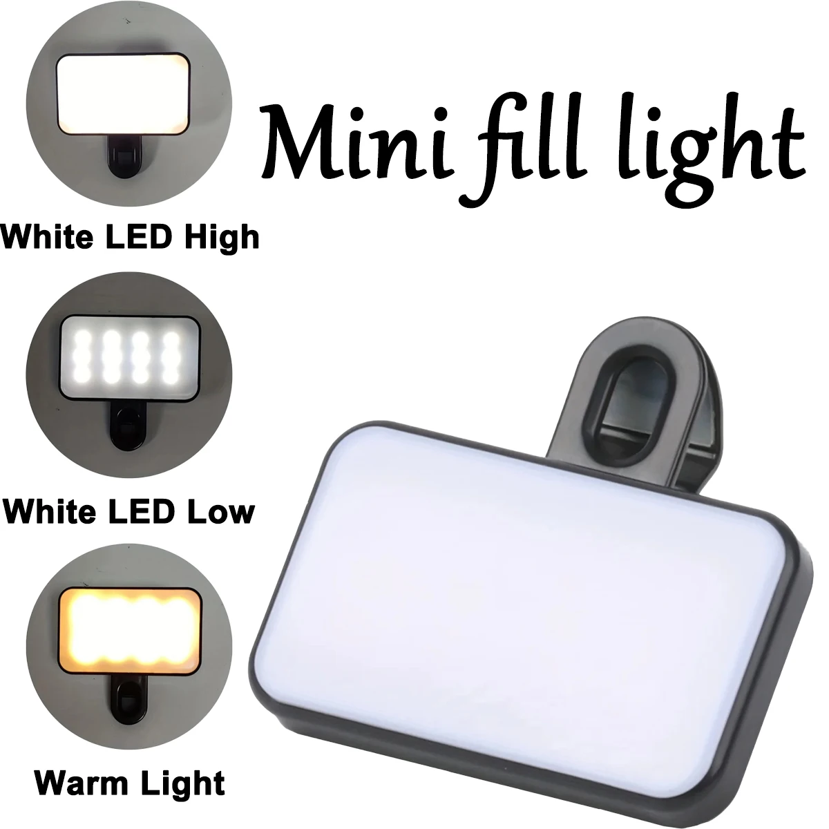 Mini Selfie Video Conference Fill Light Portable 3 Modes Rechargeable Adjustable Brightness for Mobile Phone Computer Fill Light portable fill light