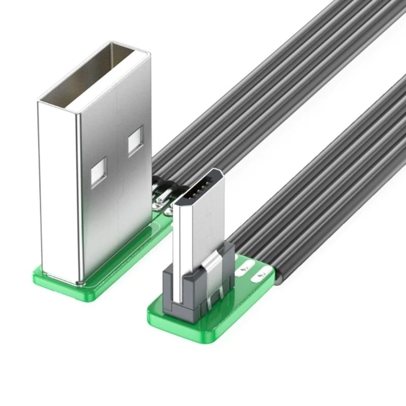 5CM-200CM 초슬림 플렉시블 위아래 및 좌우 각도 90도 USB 마이크로 USB 남성-USB 남성 충전 데이터 케이블