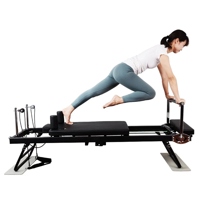 Foldable Pilates Bed With Square Box Set, Thickened Steel Spring, Aluminum Alloy Yoga Fitness Plastic Bed