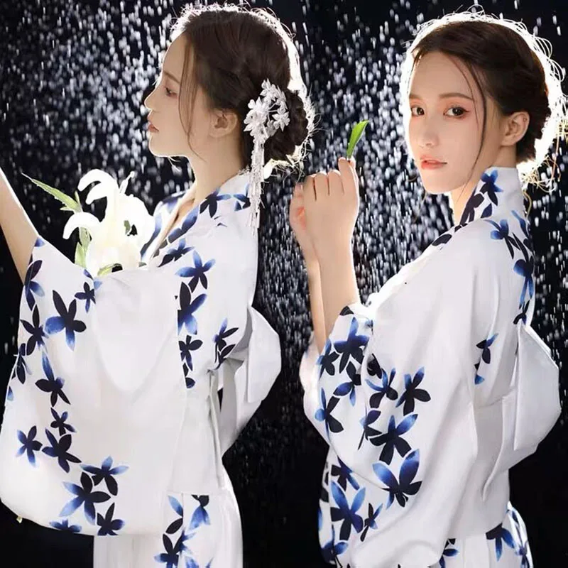 Japanese Kimono Women Fashion National Floral Yukata Clothes Cosplay Shirt Blouse Summer Beach Photography