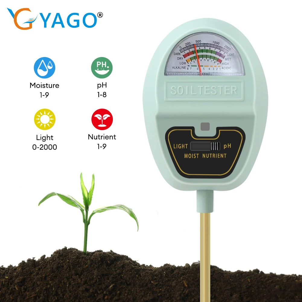 

Soil Tester 4 in 1 Humidity Light PH Tester Nutrient Meter 90° Foldable Plant Cultivation Garden Tools for Potting Plant