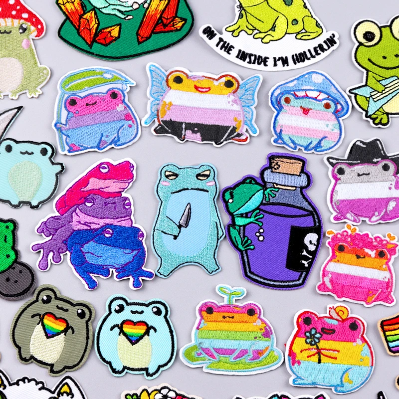 

Cute Frog Embroidered Patches For Clothing Thermoadhesive Patches Cartoon Animal Iron On Patches On Clothes Sticker DIY Applique