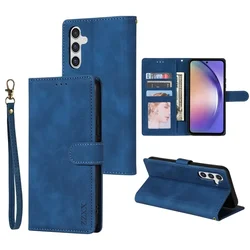 Leather Flip Case with Wallet Card Slot for Samsung S25 Plus (Blue)