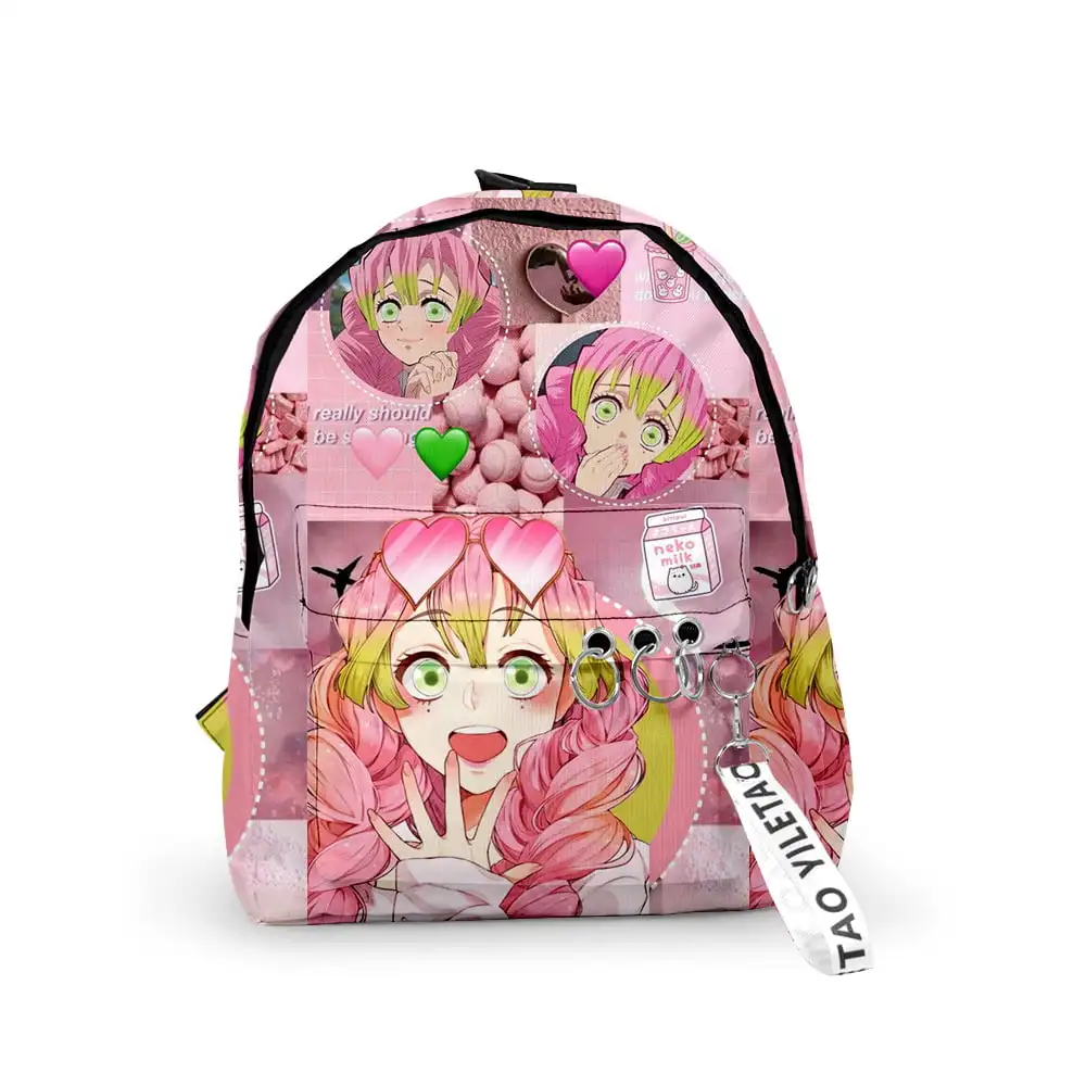 

Kanroji Mitsuri Merch Fabric One Shoulder Keychain Backpack Printed Student School Bag Mini bags