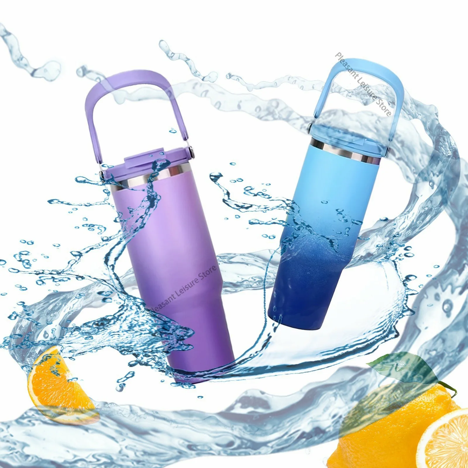 890ML Stainless Steel Thermos Cup Travel Thermos Water Bottle with Straw Keep Cold and Hot Car Coffee Cup Portable Vacuum Flask