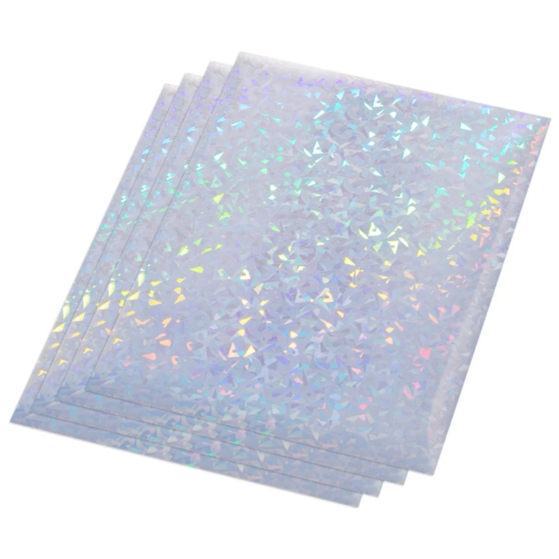 24 Sheets Holographic Sticker Paper Clear Holographic Laminate A4  Transparent Vinyl Self-Adhesive Waterproof Iridescent Paper Glitter Window  Film