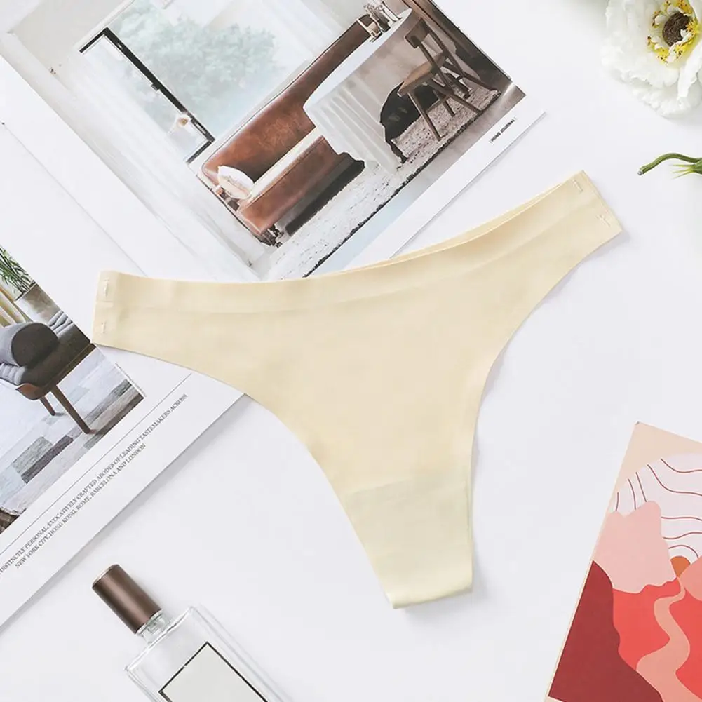 

Breathable Cotton Crotch Briefs Comfortable Low-rise Seamless Thong Women's Sexy Ice Silk Panties with Breathable Cotton Crotch