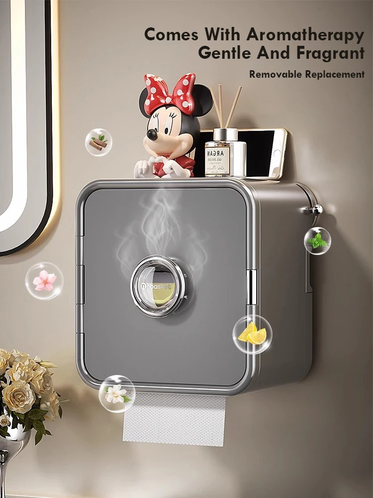 Suction Cup Bathroom Tissue Box No Punching Wall Mounted Suction Paper Roll Paper Double Layer Tissue Holder Bathroom accessorie tissue holder
