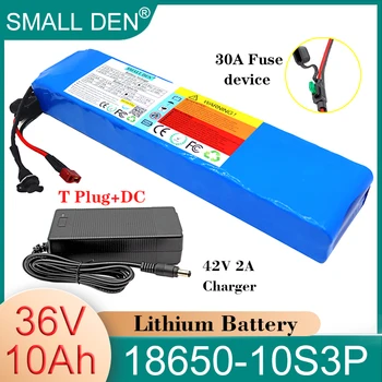 36V 10Ah 18650 lithium battery pack 10S3P 540W motor With30A BMS and Fuse device 42v E-two wheeler scooter power tool+2A Charger