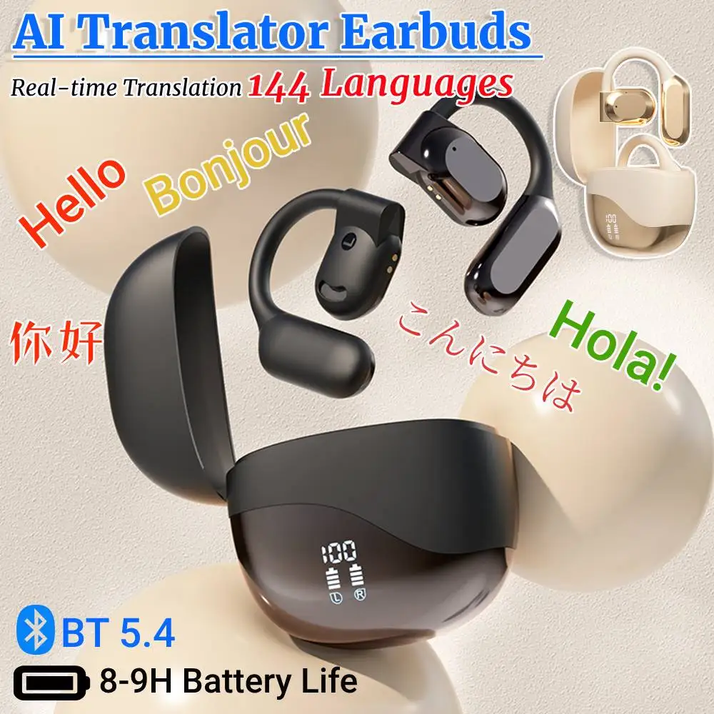 Wireless Real Time Translator Earbuds Smart AI Translator Headset 144 Languages Translation Earphones Stereo Earbuds ﻿