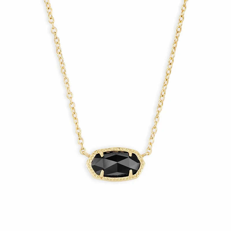 YEEVAA Geometric Black Glass Gemstone Pendant Necklace for Women, Fashion Jewelry, Unique Gifts