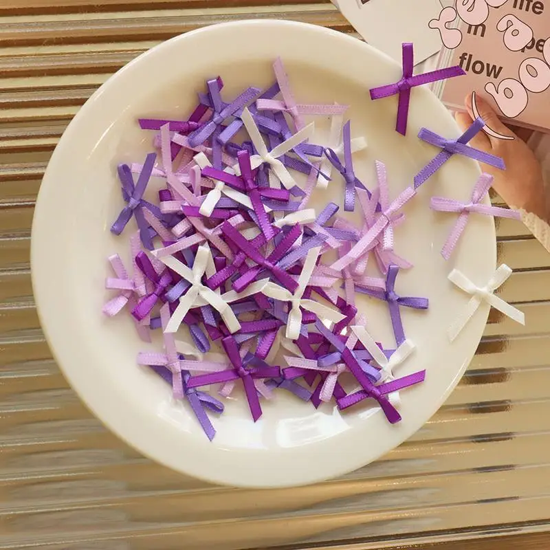 Ribbon Mini Bow Tie DIY Craft Sewing Craft Making Satin Bowknot DIY Handwork Bowties Hair Clip Gift Clothes Decor 100pcs