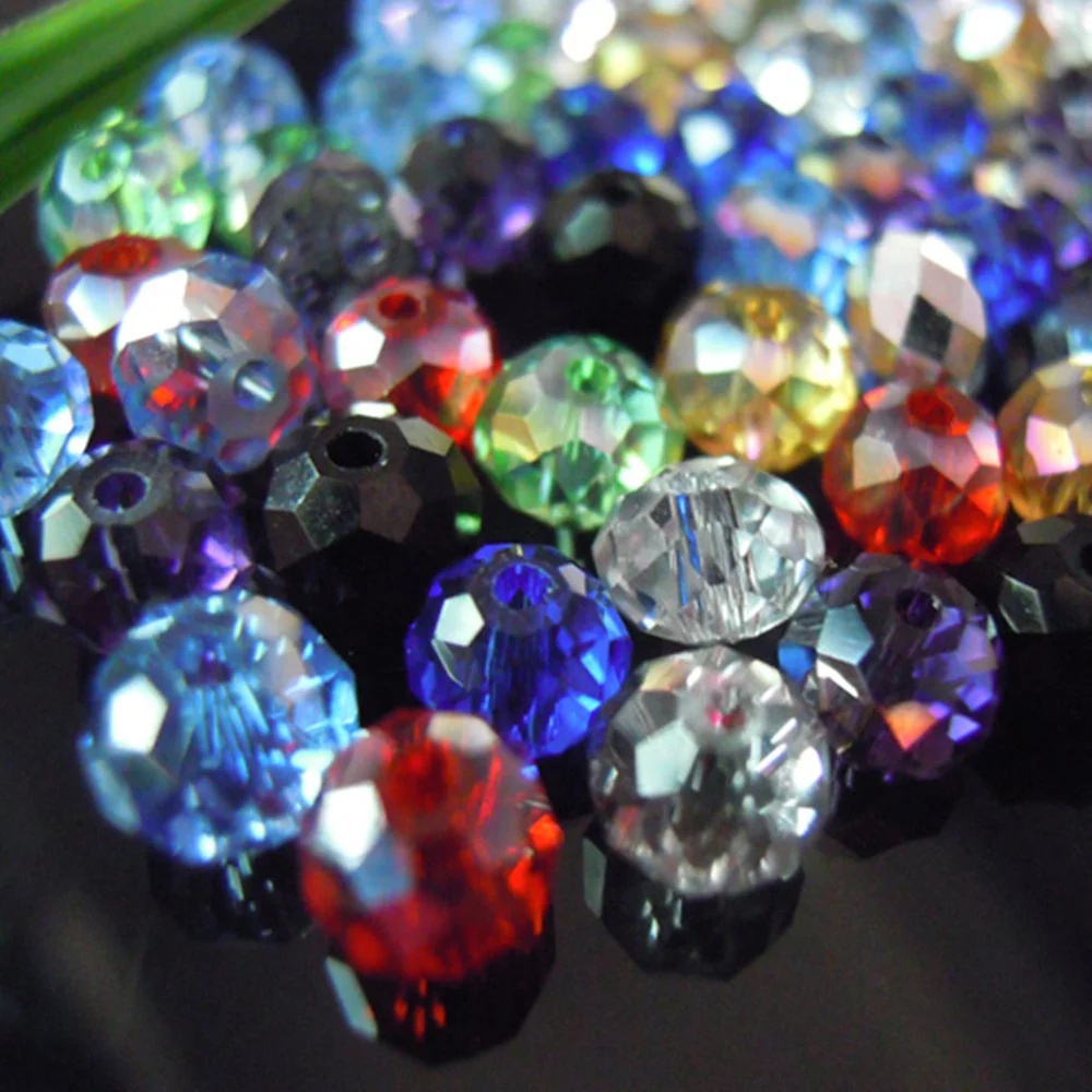 Isywaka Pink Silver Faceted Crystal Glass Spacer Beads for Jewelry Making, 50pcs