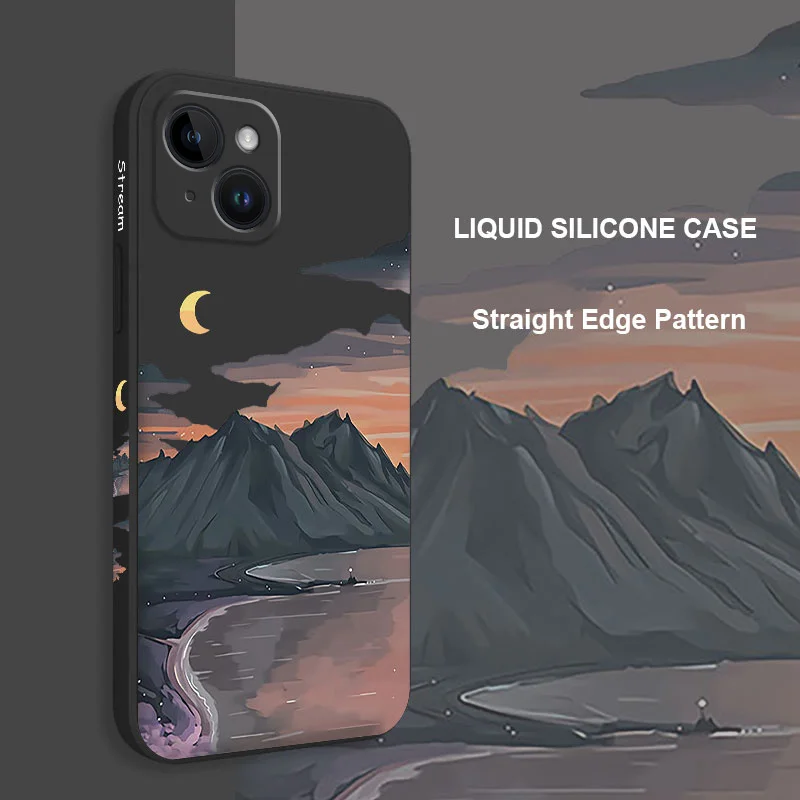 Elegant River-Inspired Silicone Phone Case - Timeless Design Cover