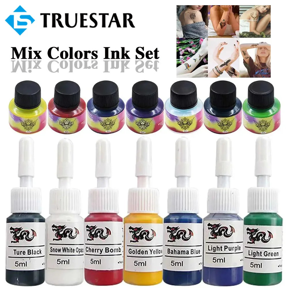Kit Inchiostri Per Tatuaggi 5Ml/Bottle Tattoo Mix Colors Pigment Professional Tattoo Natural Plant Pigments Set Di Inchiostri Per Tatuaggi Per Trucco 