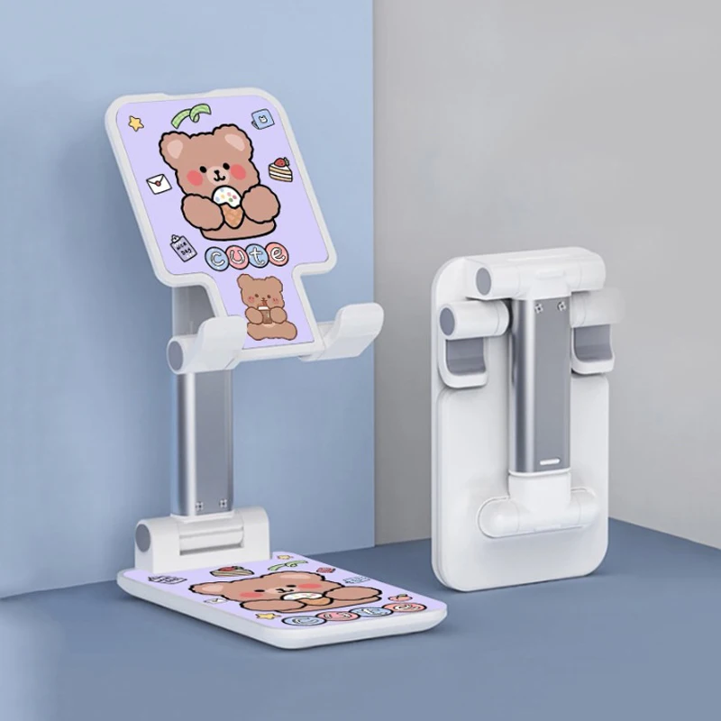 귀여운 곰 프린트 접이식 휴대폰 거치대, 금속 데스크탑 태블릿 거치대, 확장 지..
