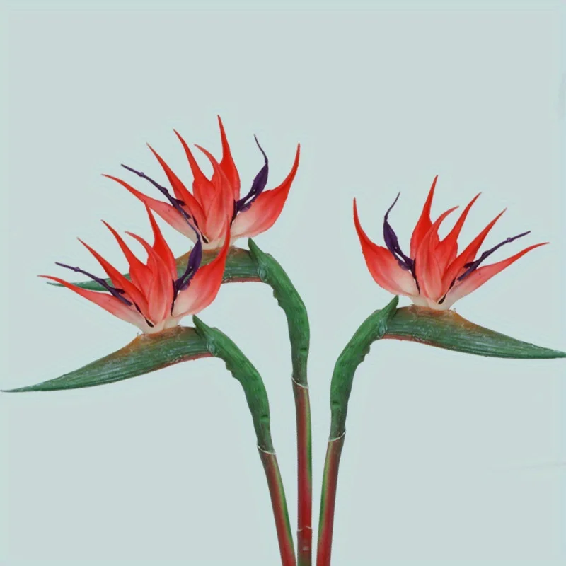HAOSHICS 3 Stuks Kunstmatige Hemelse Vogelbloemen, Nep Vogel van Paradijs Strelitzia, Kunstzijde Planten voor Thuiskantoor Bruiloft Tafel Centerpiece Decor (groot, zonsondergang