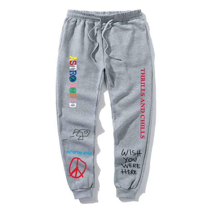 Quality Fleece Trousers ASTROWORLD Letter Printed Women Men Jogging Pants  Hip Hop Streetwear Men SweatpantS