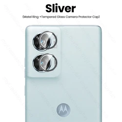 Sleek Protective Case with 9D Tempered Glass Camera Shield and Metal Ring Lens Cover for Motorola Edge 50 Fusion (Sliver-01)