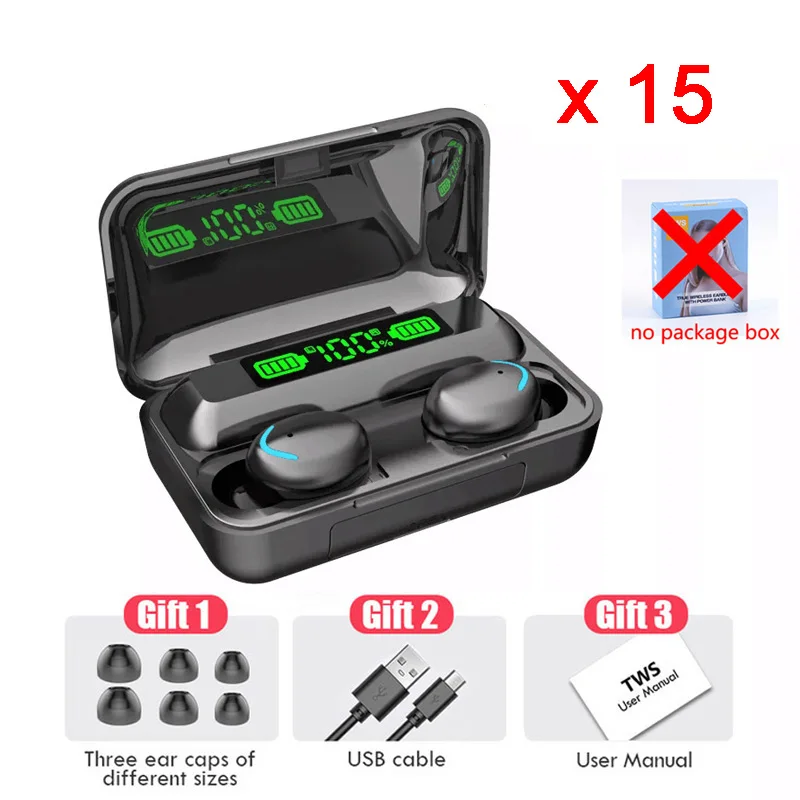 

NEW F9 Upgrade TWS Bluetooth Earphones Wireless Headphone 9D Stereo Sports Waterproof Earbuds Headsets With Microphone 15PCS