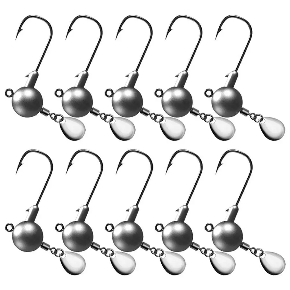 

10Pcs 2g/4g Fishing Hooks Crank Jig Head Hook High Carbon Steel Soft Lure Fishing Hooks With Spoon Spinner
