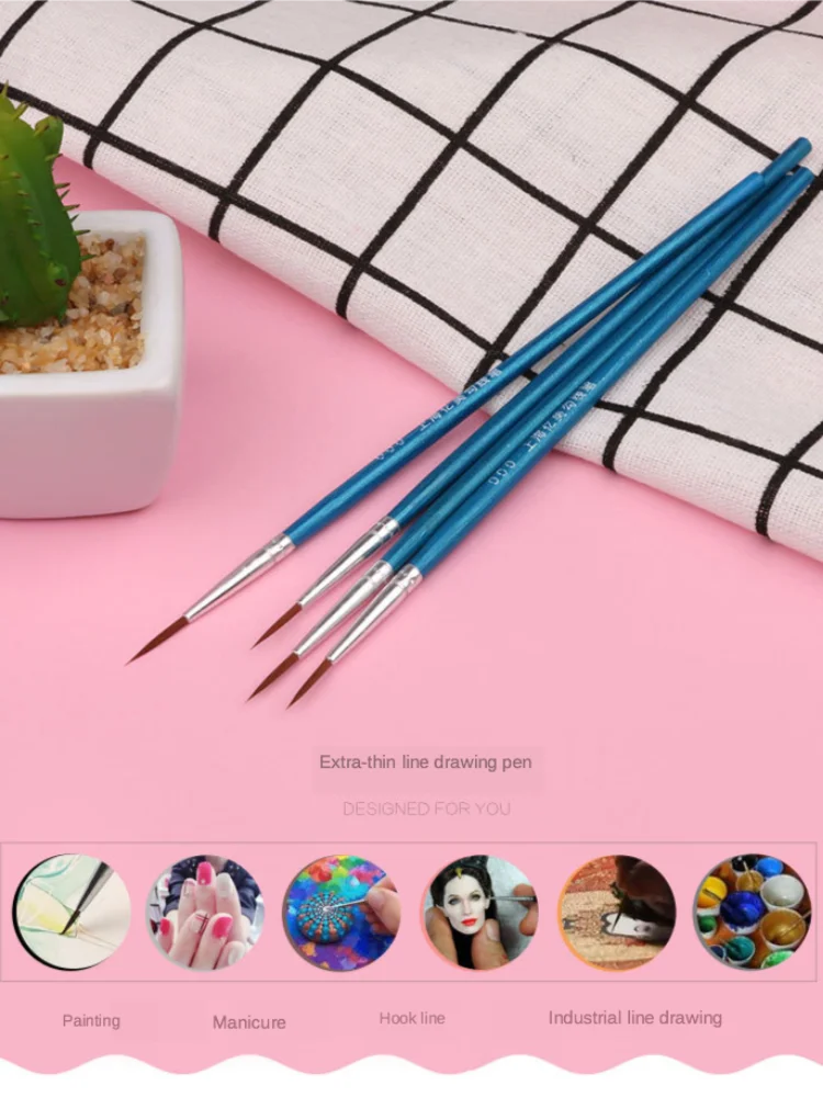 Paint Brushes 10Pcs/Set Fine Hand-painted Thin Hook Line Pen Short Wood Rod Drawing Art Pen Paint Brush Art Supplies Nylon Brush