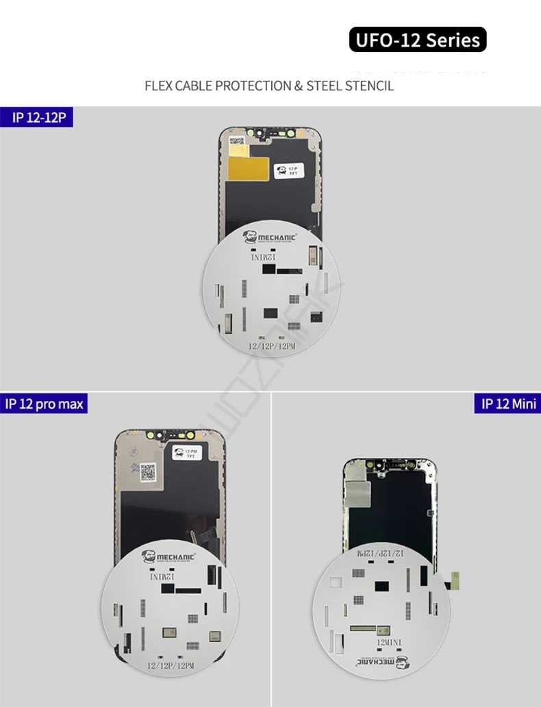 MECHANIC LCD 화면 IC 보호 iPhone 11 12 Pro 13 Pro Max 플렉스 케이블 스크린 칩 보호 스틸 용 BGA Reballing 스텐실