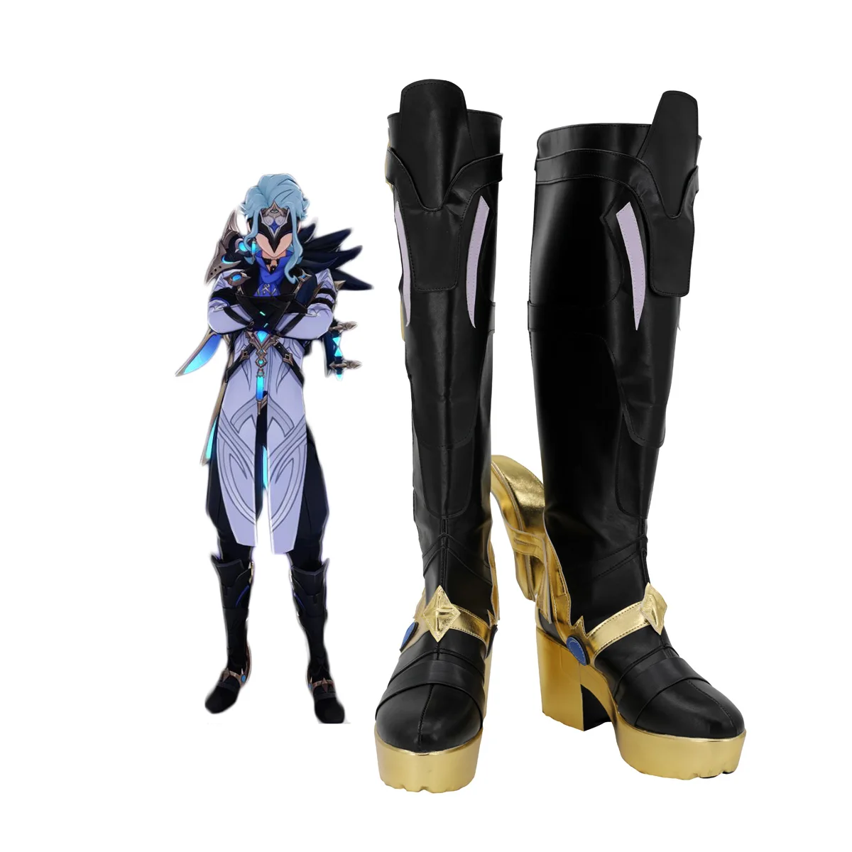 

Genshin Impact II Dottore Cosplay Boots The Doctor Black Shoes Custom Made Any Size for Unisex