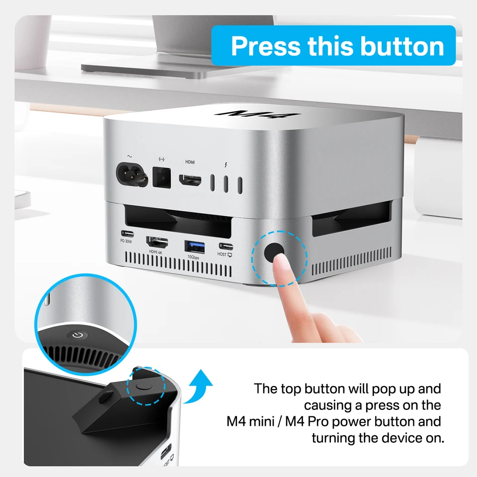 New ACASIS Mac Mini M4 Dock & Aluminum Alloy Stand With Dual NVMe SSD Enclosure Docking Station With 2*DP 3*USB-A10G PD30W SD/TF Mac Mini M4 Pro Dock Compatible 2230/2242/2260/2280 B M M-Key