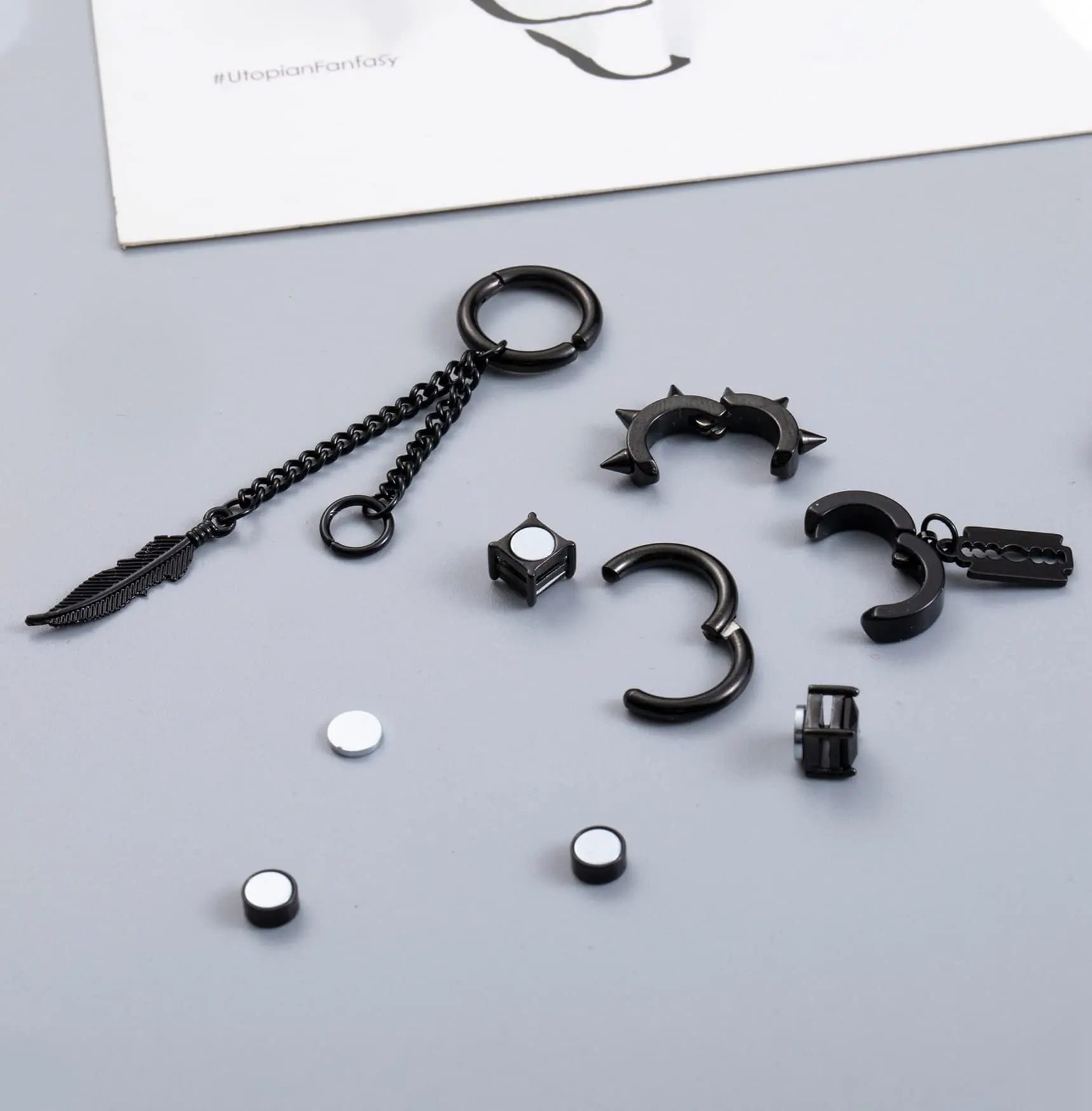 2-22Pcs Stainless Steel Non Pierced Clip On Earrings for Men Women Magnetic Stud Earrings Punk Dangle Huggie Hoop Set