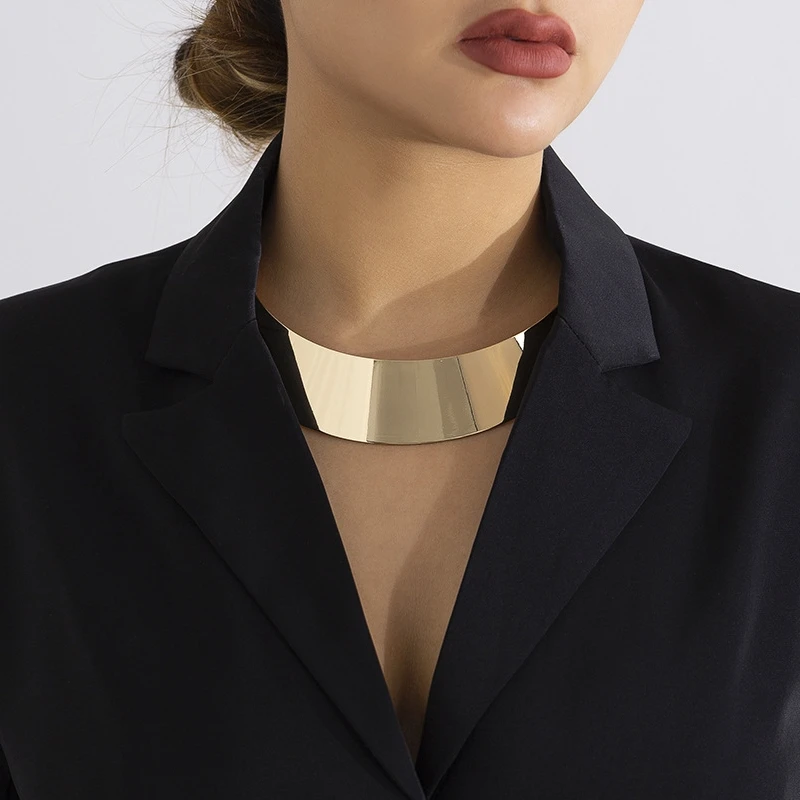 Metal Choker Necklace Exaggerated Chunky Torques For Women Girls