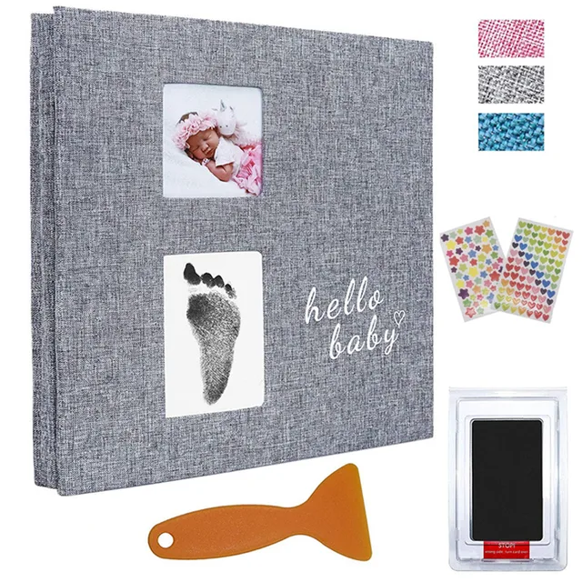 Book Handprint 4X6 Magnetic 2 Self Album Windows Footprint Photo Ragasztó Kit Fiú/Lány Scrapbook Pad Tinta Memóriája
