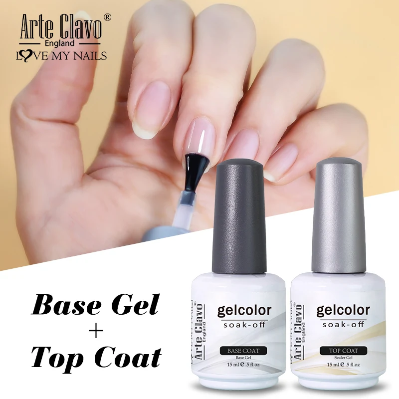 

Arte Clavo Top Gel Polish 15ml Semi Permanent Varnish Function Gel Base Super Top Coat Transparent Gel Nails Soak Off Gel