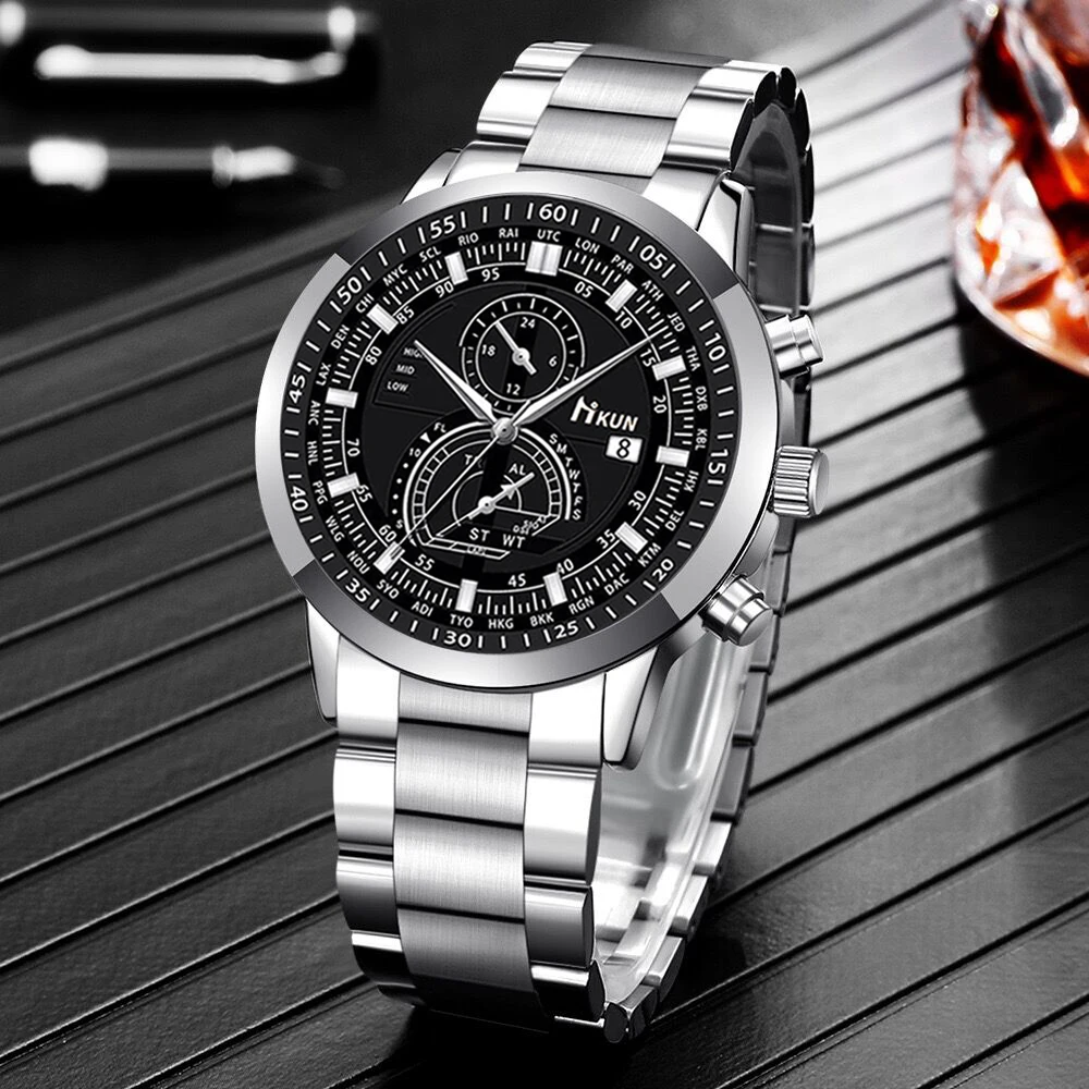 5 pieces/set of men's watches Fashionable, handsome and casual watch watch set + glasses + wallet birthday gift set 4