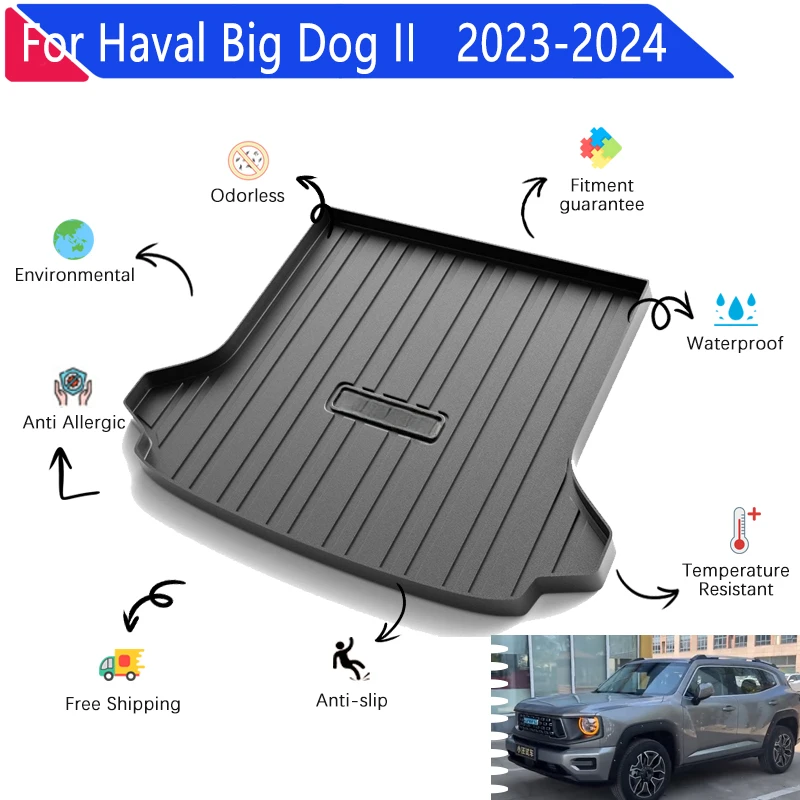 

Коврики для багажника автомобиля Haval Big Dog II DHT-PHEV Dargo 2023 2024 TPE материал задний багажник автомобиля легко чистить коврики аксессуары