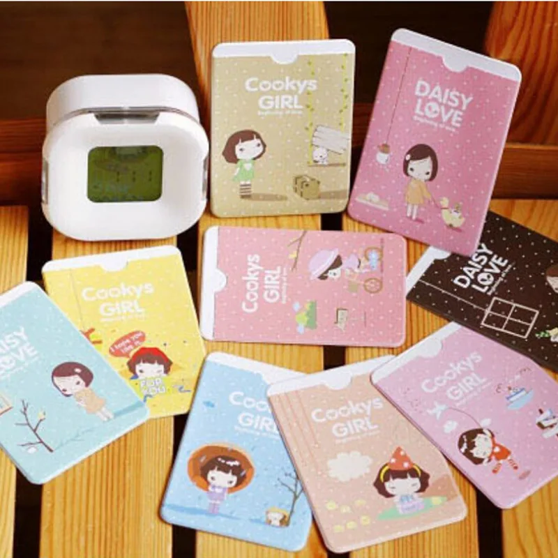 2PCS Women Men Business Credit Card Holder ID Card Holders Case Pouch PVC Cartoon Cute Travel Card Holder Cover Wallet Simple 6