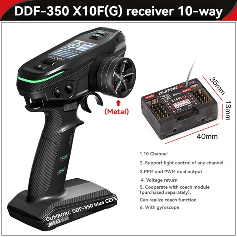 T82C Hot Sale-DUMBORC 2.4G 10CH Digital Radio Remote Controller DDF-350 Transmitter With Receiver For RC Car Boat Tank LCD FHSS