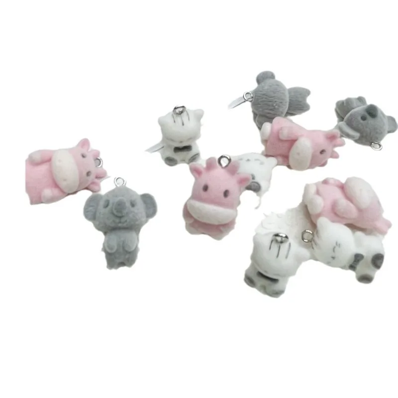 50Pcs 3D Cute Cow Koala Cat Charms Resin Accessories for Making Diy Bracelet Necklace Earrings Keychain Accessories Supplies