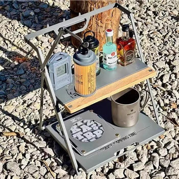 Outdoor Shelf Table Camping Home Shelf Camping Lamp Stand Camping Table