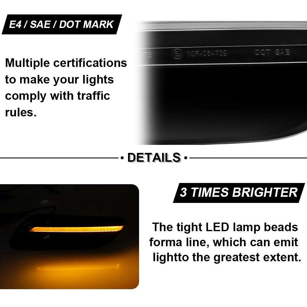 2PCS LED Dynamic Side Marker light For Mini Cooper F55 F56 F57 S LCI2  2014-2023 No Error Turn Signal Lamps Amber Sequence Light - AliExpress